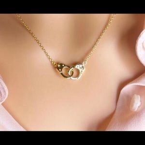 Handcuffs necklace, eternity necklace, vermeil